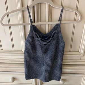 American Eagle Charcoal Gray Spaghetti Strap Sweater Knit Tank Top Jr’s XS NWOT